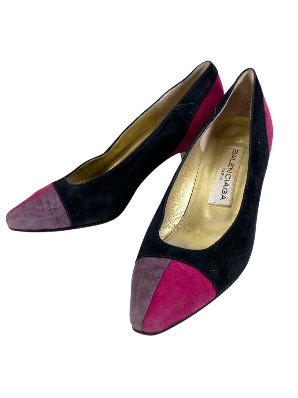 Balenciaga Pumps Suede Navy Color Block Heel